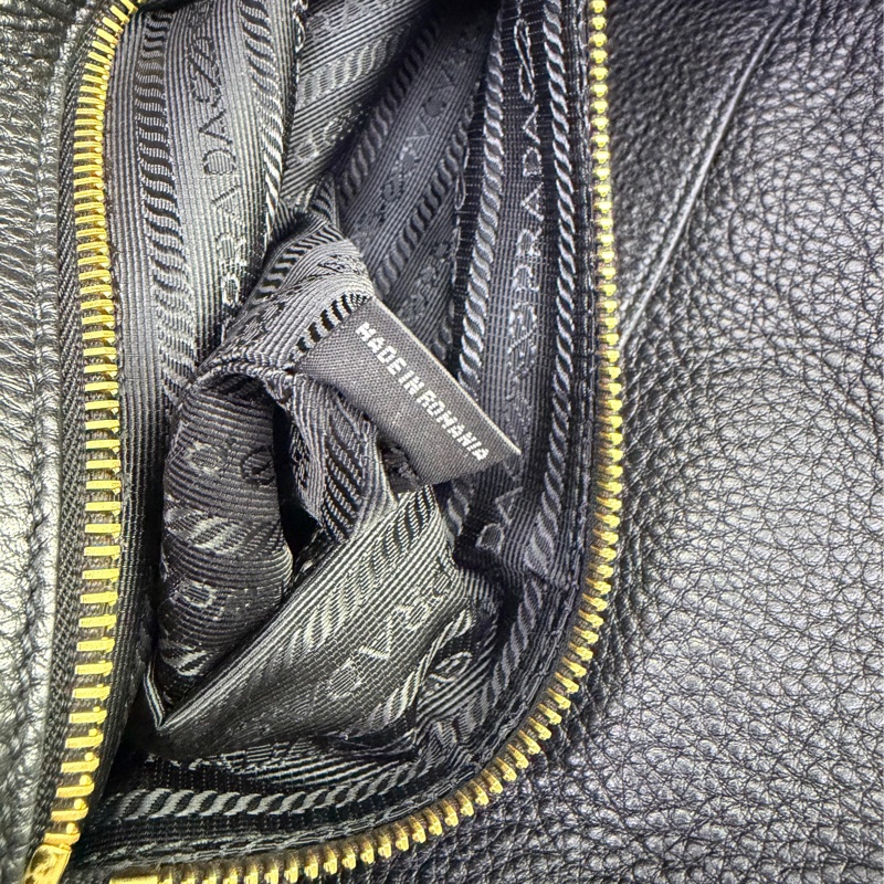 Prada Vitello Dino Leather Handbag Black-11