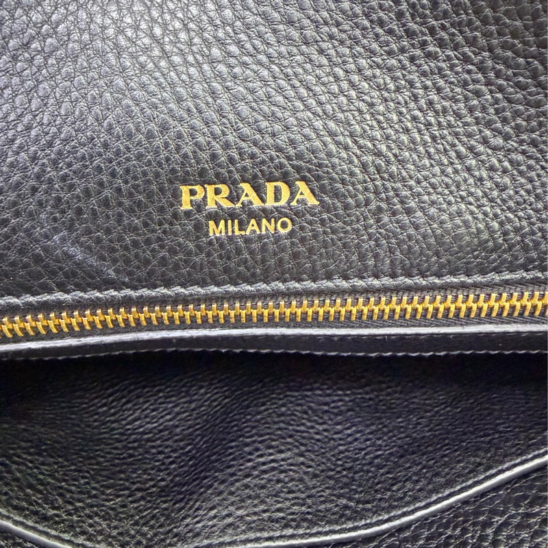 Prada Vitello Dino Leather Handbag Black-12