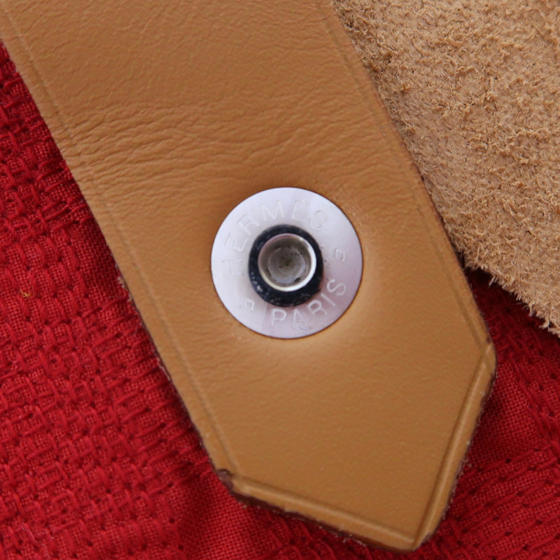 紅色 帆布 Amedaba 肩背包 銀扣【HERMES 愛馬仕】-12