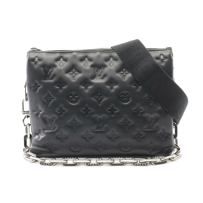 路易威登 Coussin PM 鏈條單肩背包 M21282 Monogram 皮革 黑色 二手-0