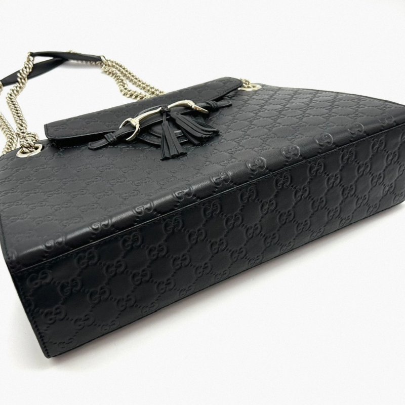 GUCCI 全皮壓花Emily肩背斜背鏈條包 36*23*10 98新配件塵袋-1