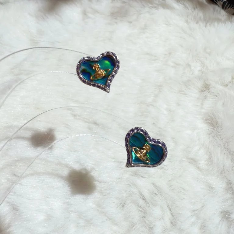 Vivienne westwood heart/green earrings-2