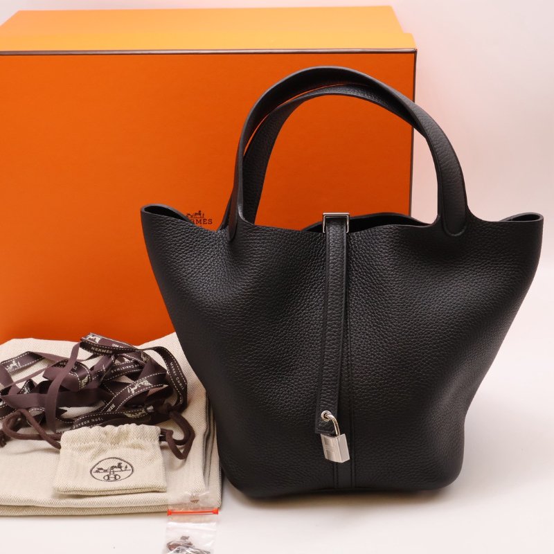 HERMES Picotin 22 - 黑銀 B-7