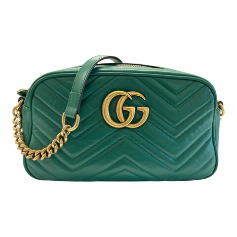 GUCCI 古馳 447632 Gucci Marmont 羊皮 斜背包 絲絨綠 綠色