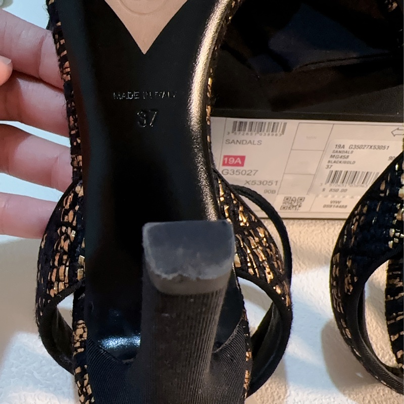 Chanel 經典織布高跟涼鞋95成新 37號-17