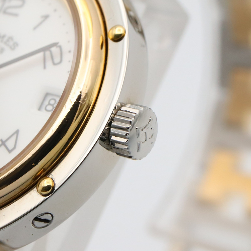 愛馬仕 Clipper 系列腕錶，鍍金不鏽鋼材質，女士款，白色，CL2.440-6