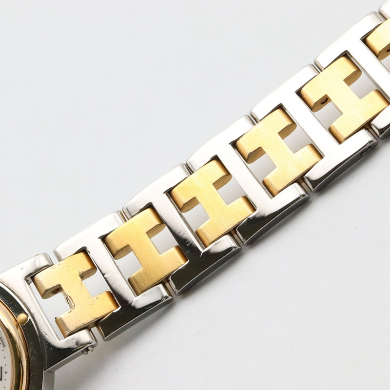 愛馬仕 Clipper 系列腕錶，鍍金不鏽鋼材質，女士款，白色，CL2.440-13