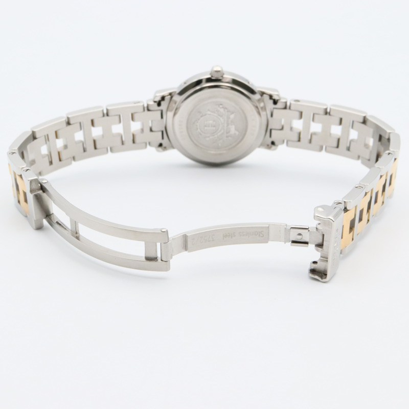 愛馬仕 Clipper 系列腕錶，鍍金不鏽鋼材質，女士款，象牙色，CL4.220-3