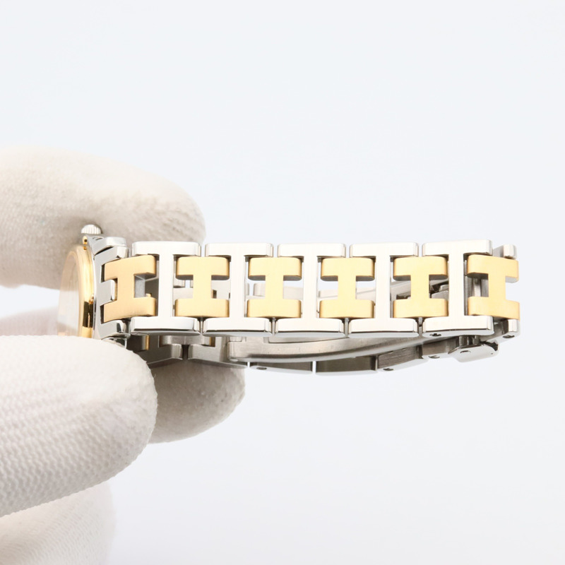 愛馬仕 Clipper 系列腕錶，鍍金不鏽鋼材質，女士款，象牙色，CL4.220-7