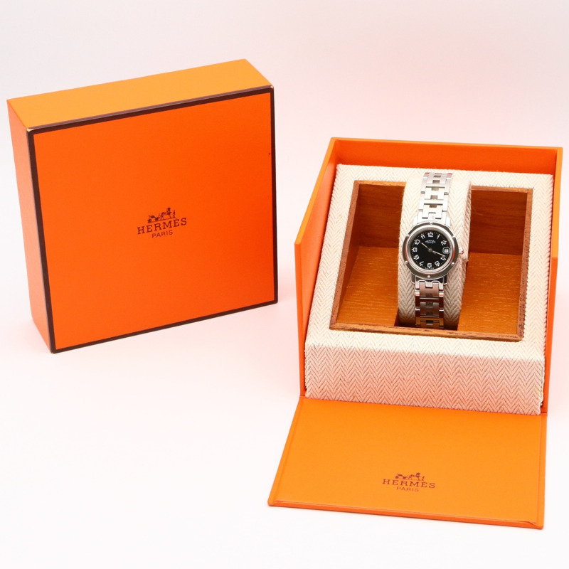 愛馬仕 Clipper 系列腕錶，不鏽鋼材質，女士款，黑色，CL4.210-8