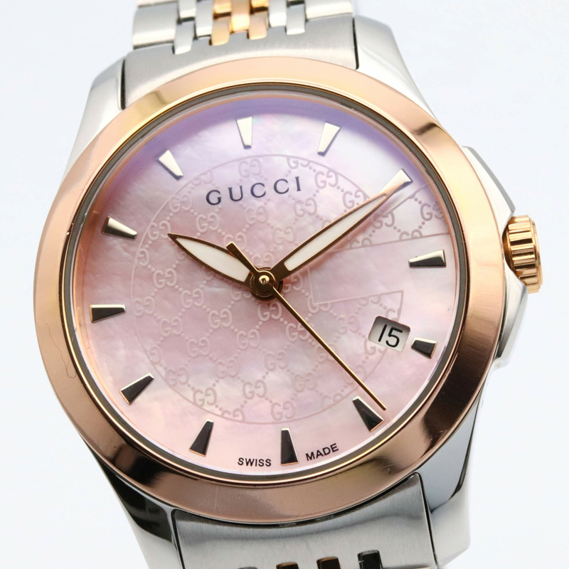 Gucci G-Timeless腕錶，鍍金款，不鏽鋼材質，女士款，粉紅色錶殼，126.5毫米-2