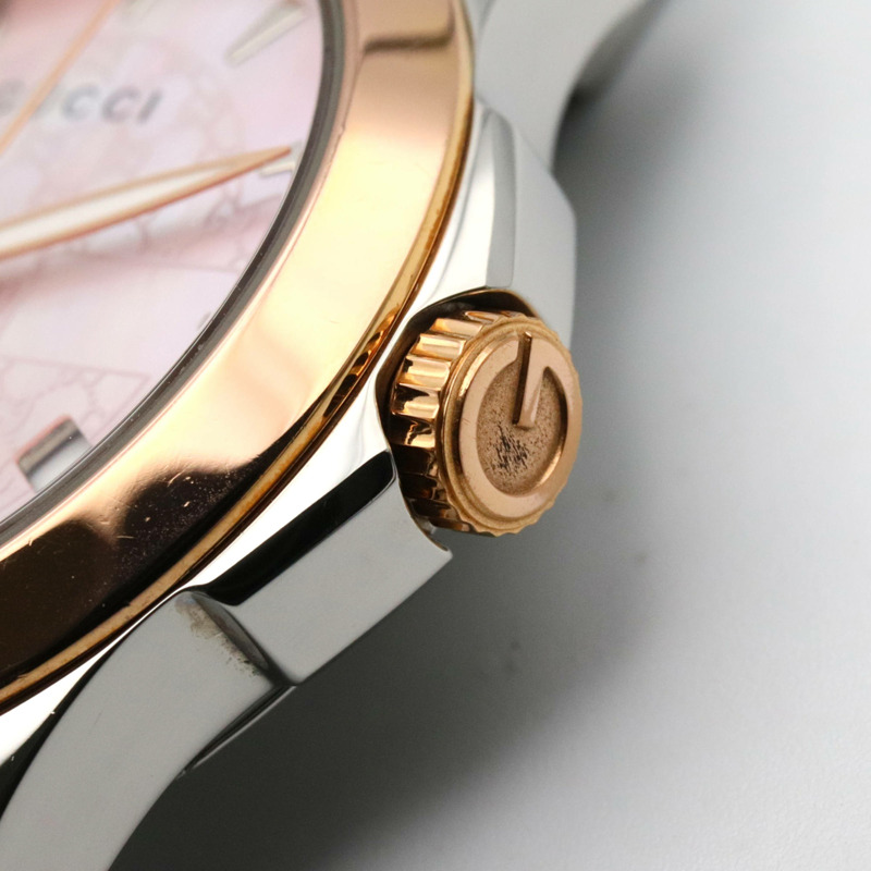 Gucci G-Timeless腕錶，鍍金款，不鏽鋼材質，女士款，粉紅色錶殼，126.5毫米-5