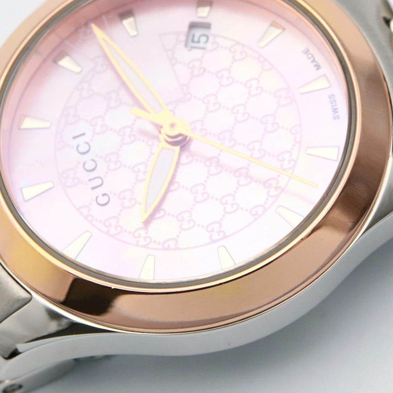Gucci G-Timeless腕錶，鍍金款，不鏽鋼材質，女士款，粉紅色錶殼，126.5毫米-10