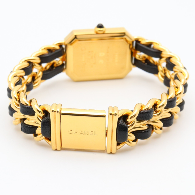 香奈兒 Premiere L 腕錶，鍍金，皮革錶帶，女士，黑色，H0001-3