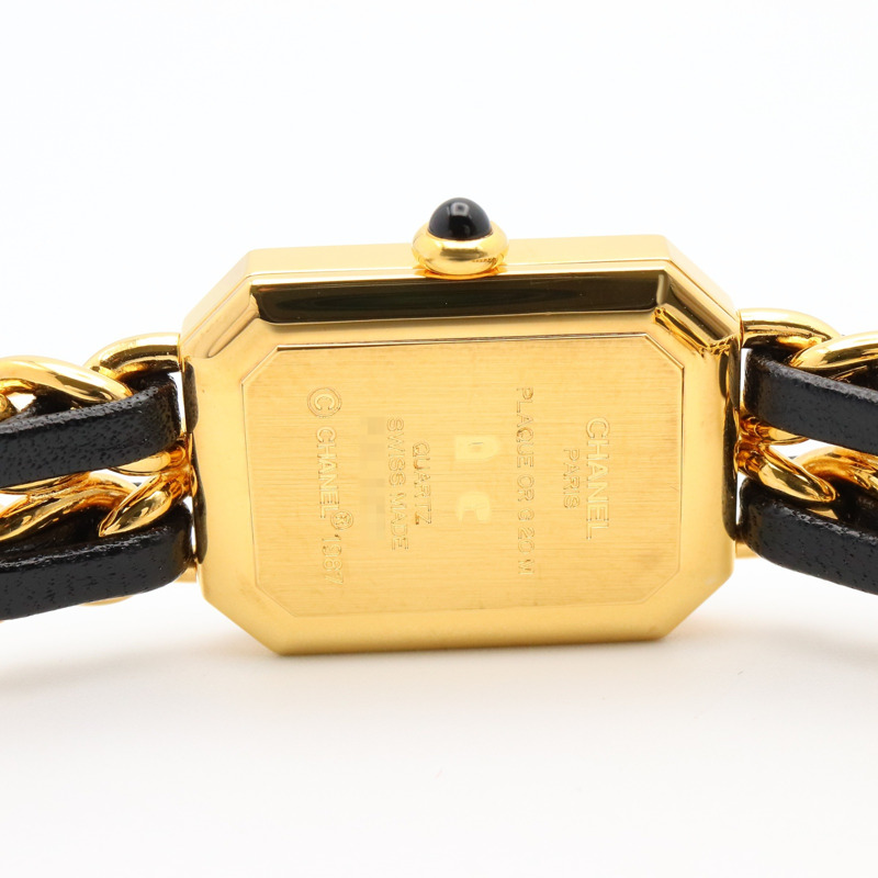 香奈兒 Premiere L 腕錶，鍍金，皮革錶帶，女士，黑色，H0001-4