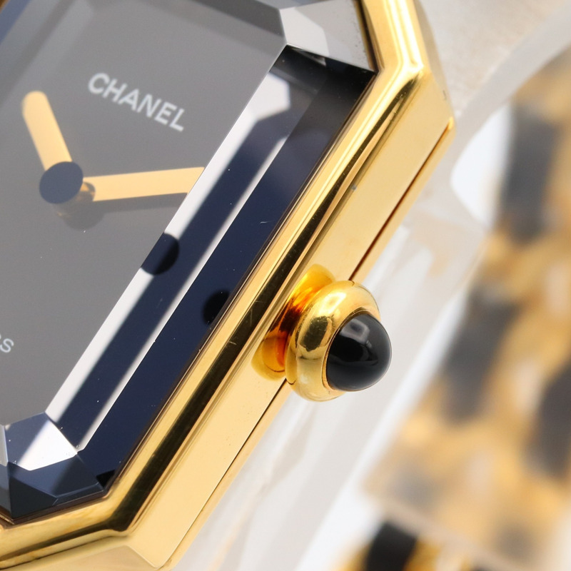 香奈兒 Premiere L 腕錶，鍍金，皮革錶帶，女士，黑色，H0001-5