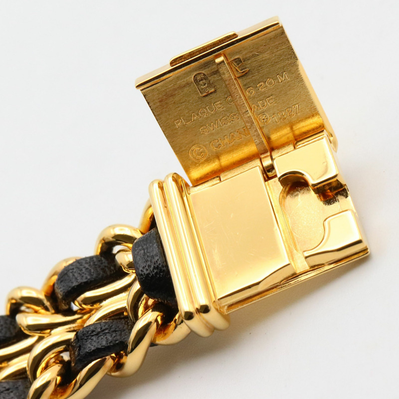 香奈兒 Premiere L 腕錶，鍍金，皮革錶帶，女士，黑色，H0001-10