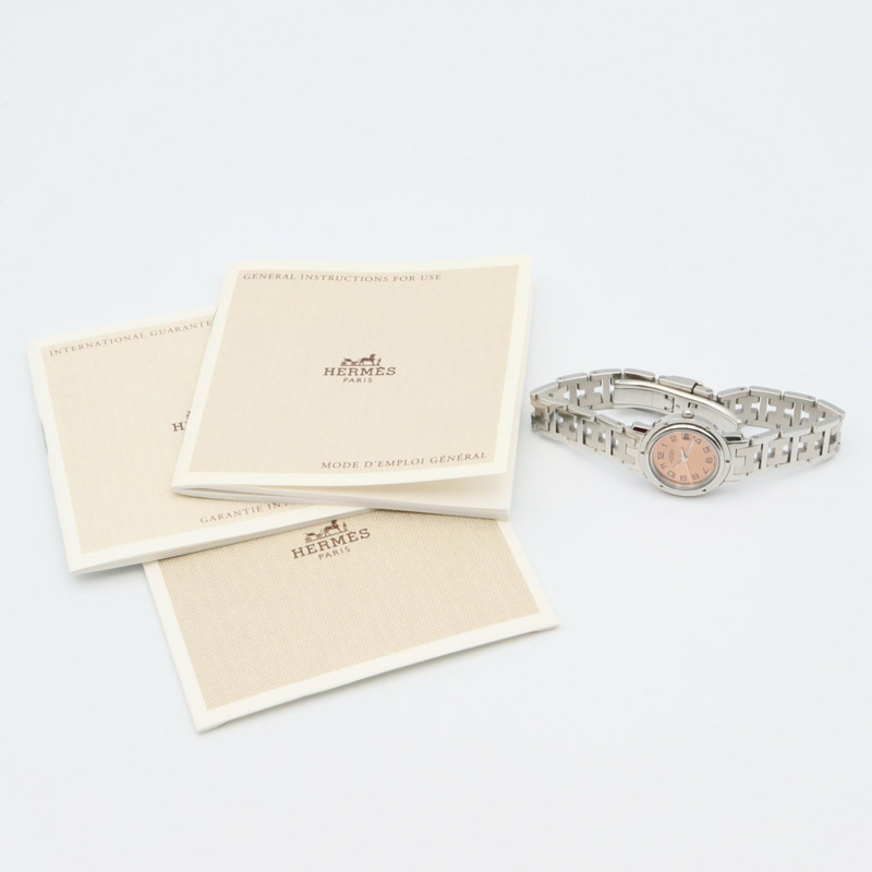 愛馬仕 Clipper 系列腕錶，不鏽鋼材質，女士款，粉紅色，CL4.210-9