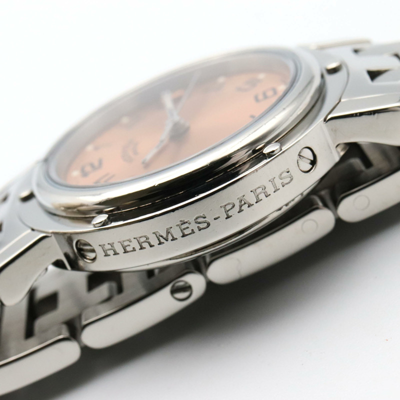 愛馬仕 Clipper 系列腕錶，不鏽鋼材質，女士款，粉紅色，CL4.210-12