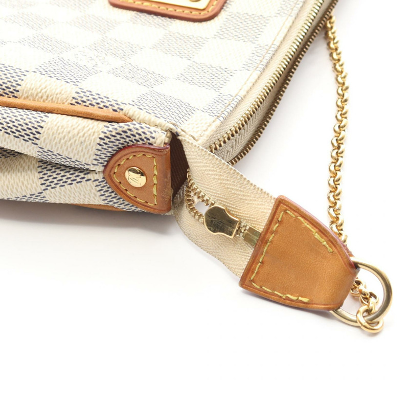 路易威登 Eva 鏈條肩背包 N55214 Damier Azur 帆布皮革 白色-9