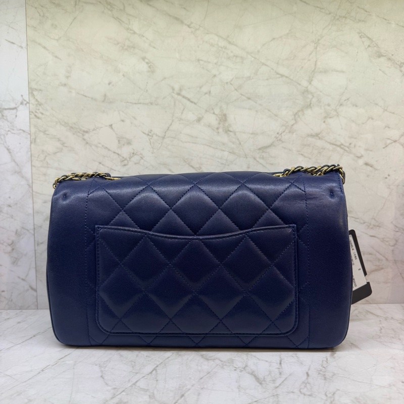 CHANEL藍金翻蓋轉扣鍊包/20-2