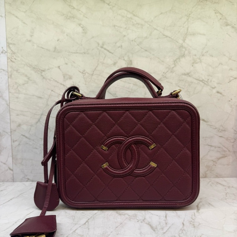 CHANEL酒紅雙C航空包/28-0