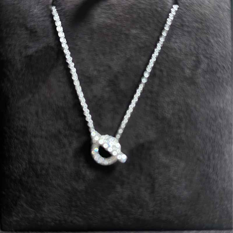 愛馬仕Hermes Finesse小Q滿鑽項鏈 白K金近全新-3