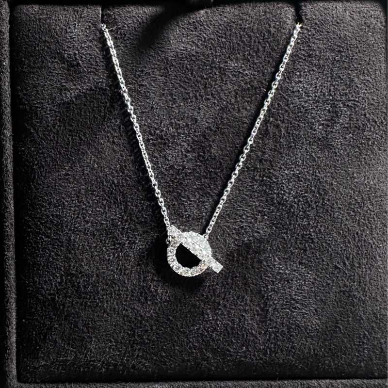 愛馬仕Hermes Finesse小Q滿鑽項鏈 白K金近全新-8