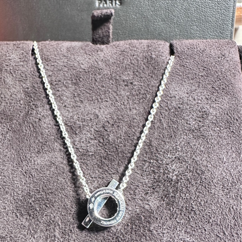 愛馬仕Hermes Finesse小Q滿鑽項鏈 白K金近全新-9