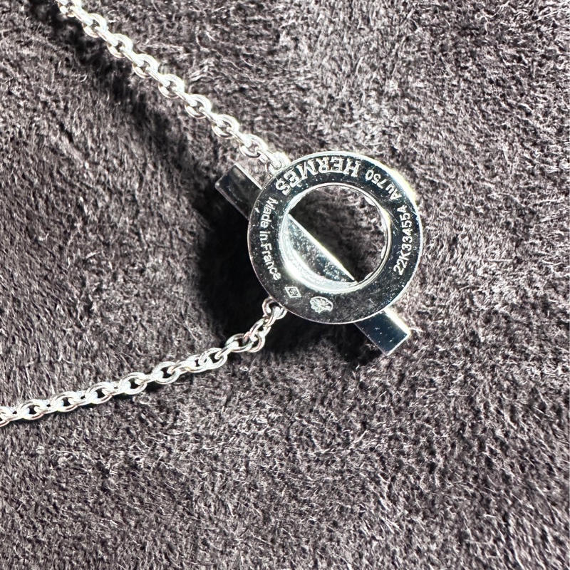 愛馬仕Hermes Finesse小Q滿鑽項鏈 白K金近全新-10