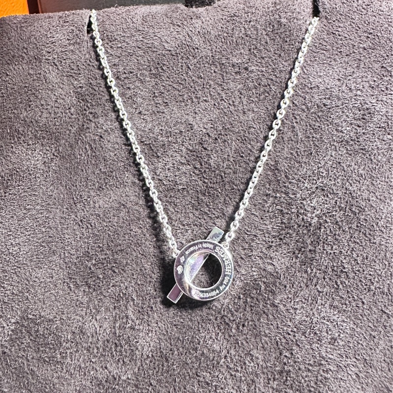 愛馬仕Hermes Finesse小Q滿鑽項鏈 白K金近全新-12