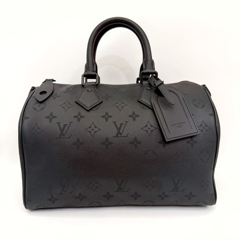 LV 黑牛皮黑釦Speedy 30 P9 手提斜背包M13904