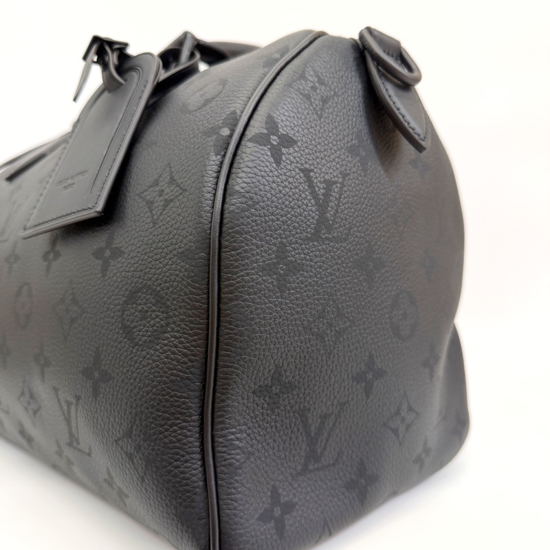 LV 黑牛皮黑釦Speedy 30 P9 手提斜背包M13904-3