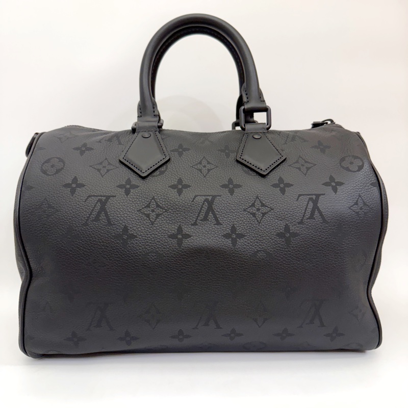 LV 黑牛皮黑釦Speedy 30 P9 手提斜背包M13904-6