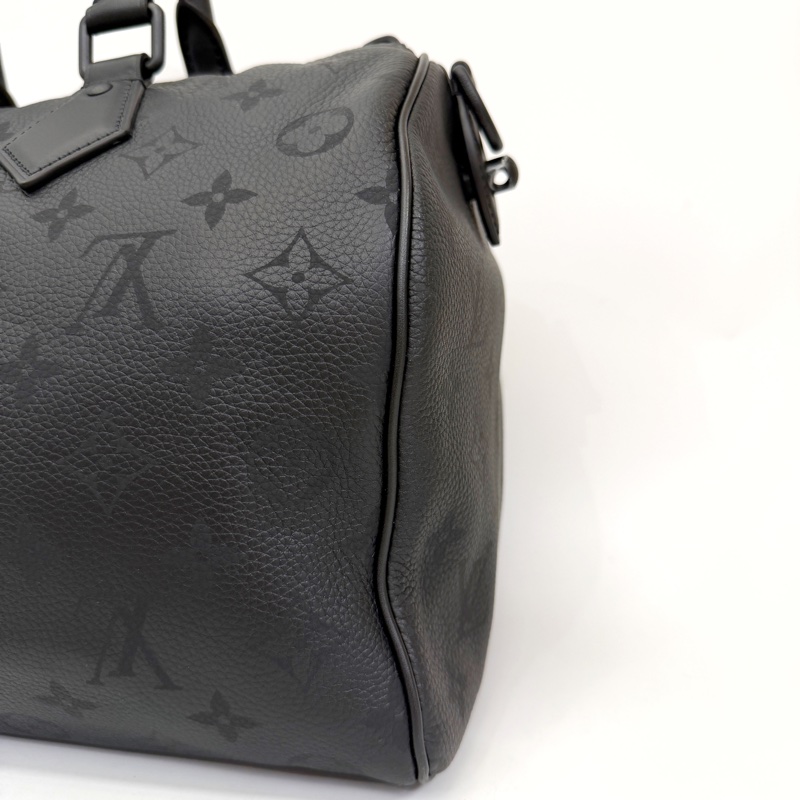 LV 黑牛皮黑釦Speedy 30 P9 手提斜背包M13904-7