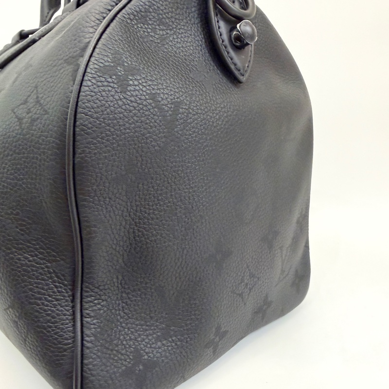 LV 黑牛皮黑釦Speedy 30 P9 手提斜背包M13904-10