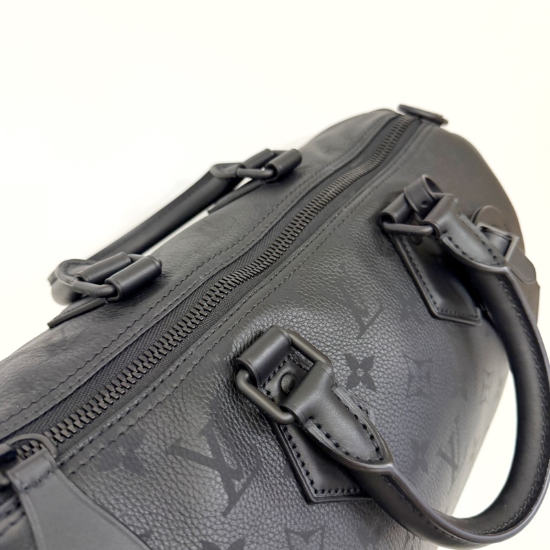 LV 黑牛皮黑釦Speedy 30 P9 手提斜背包M13904-15