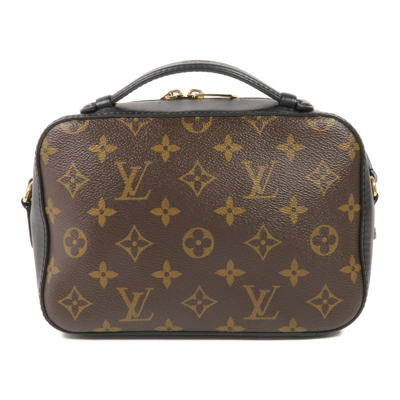 LOUIS VUITTON Monogram/牛皮皮革Saintonge金扣手挽袋棕色-1