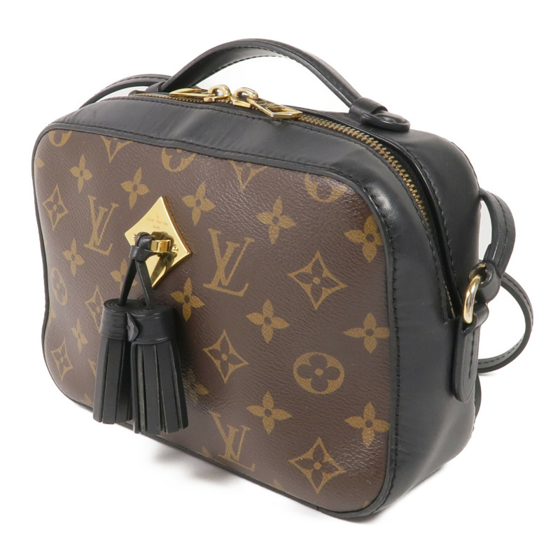 LOUIS VUITTON Monogram/牛皮皮革Saintonge金扣手挽袋棕色-2