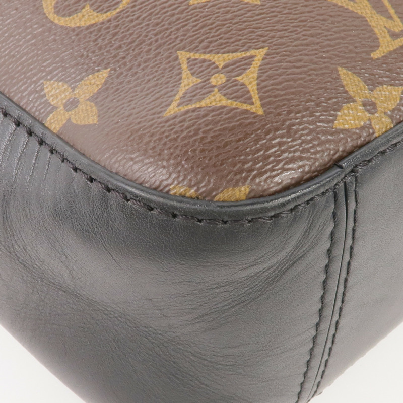 LOUIS VUITTON Monogram/牛皮皮革Saintonge金扣手挽袋棕色-6