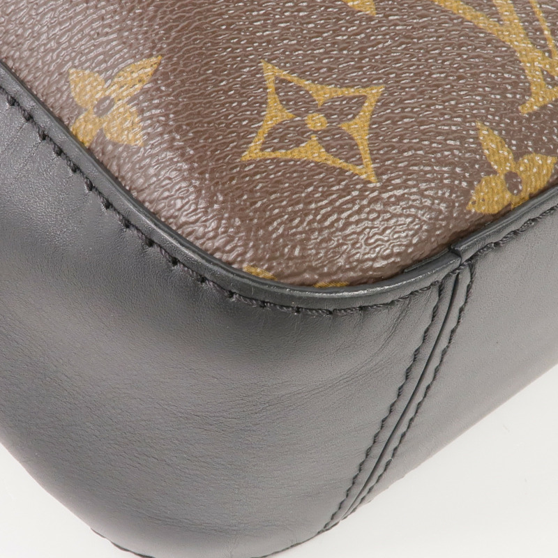 LOUIS VUITTON Monogram/牛皮皮革Saintonge金扣手挽袋棕色-8