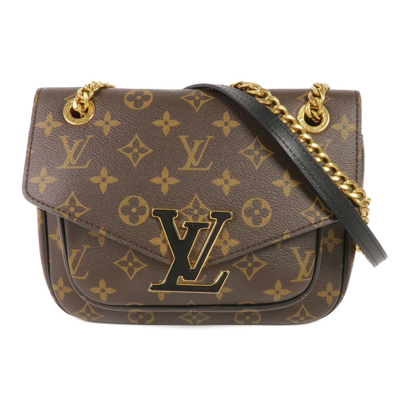 LOUIS VUITTON Monogram Passy金扣肩背袋棕色-0