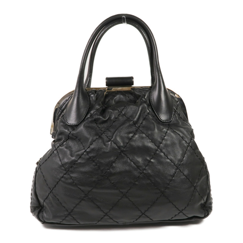 CHANEL 牛皮皮革Handbag銀扣手挽袋-1