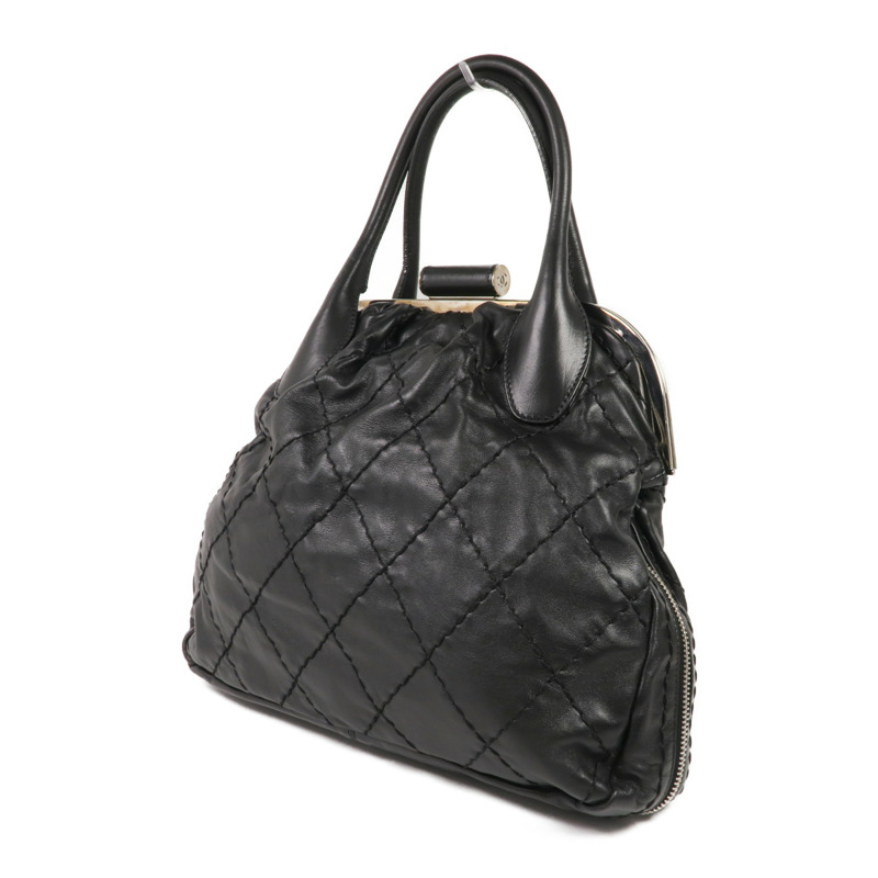 CHANEL 牛皮皮革Handbag銀扣手挽袋-2