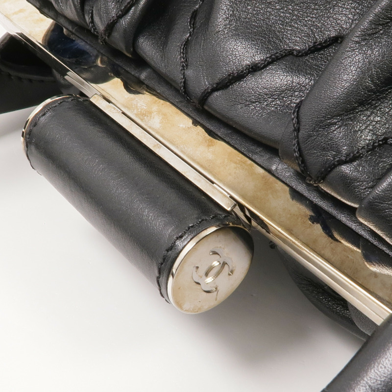 CHANEL 牛皮皮革Handbag銀扣手挽袋-9