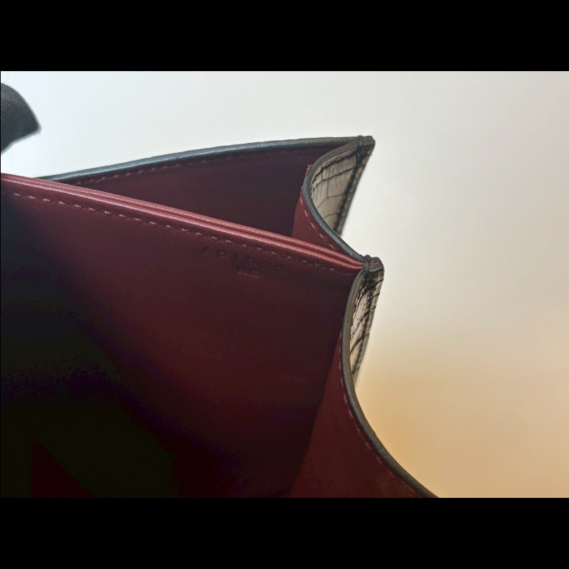 Hermes 金釦黑亮鱷魚皮康康包 constance 23-22