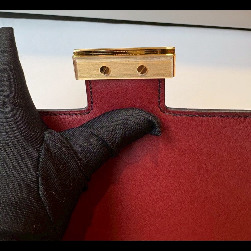 Hermes 金釦黑亮鱷魚皮康康包 constance 23-29