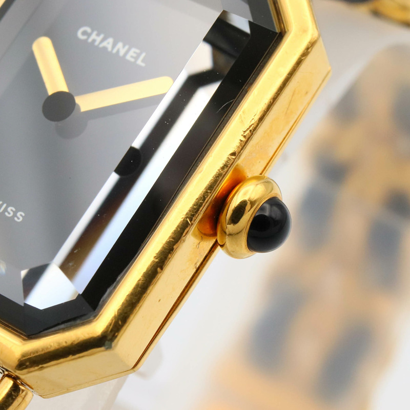 香奈兒 Premiere M 系列腕錶，鍍金，皮革錶帶，女士款，黑色，H0001-5