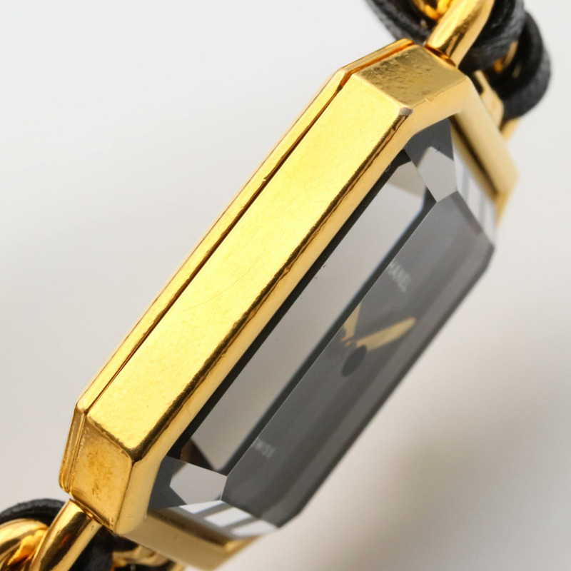 香奈兒 Premiere M 系列腕錶，鍍金，皮革錶帶，女士款，黑色，H0001-8