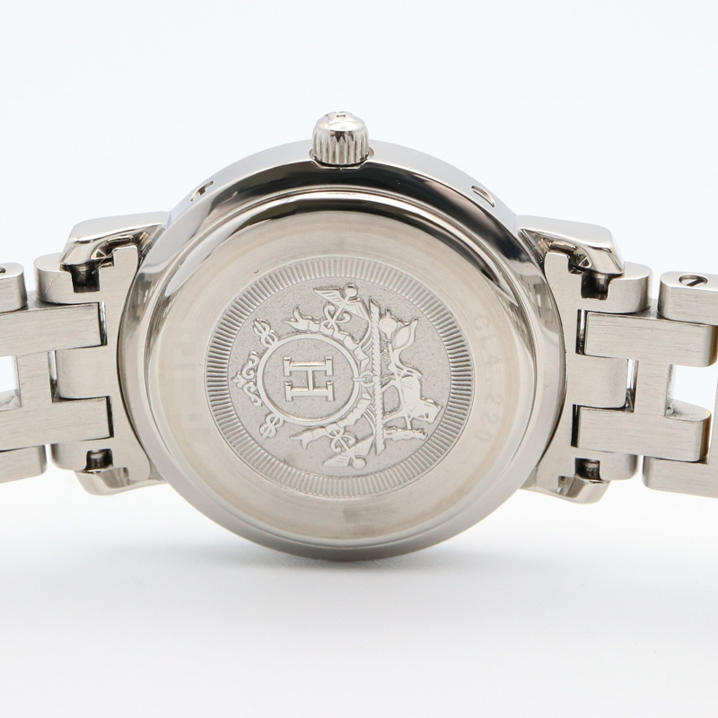 愛馬仕 Clipper Nacrée 女士腕錶，鍍金款，不鏽鋼錶殼，白色錶盤，白色錶殼，CL4.220-4